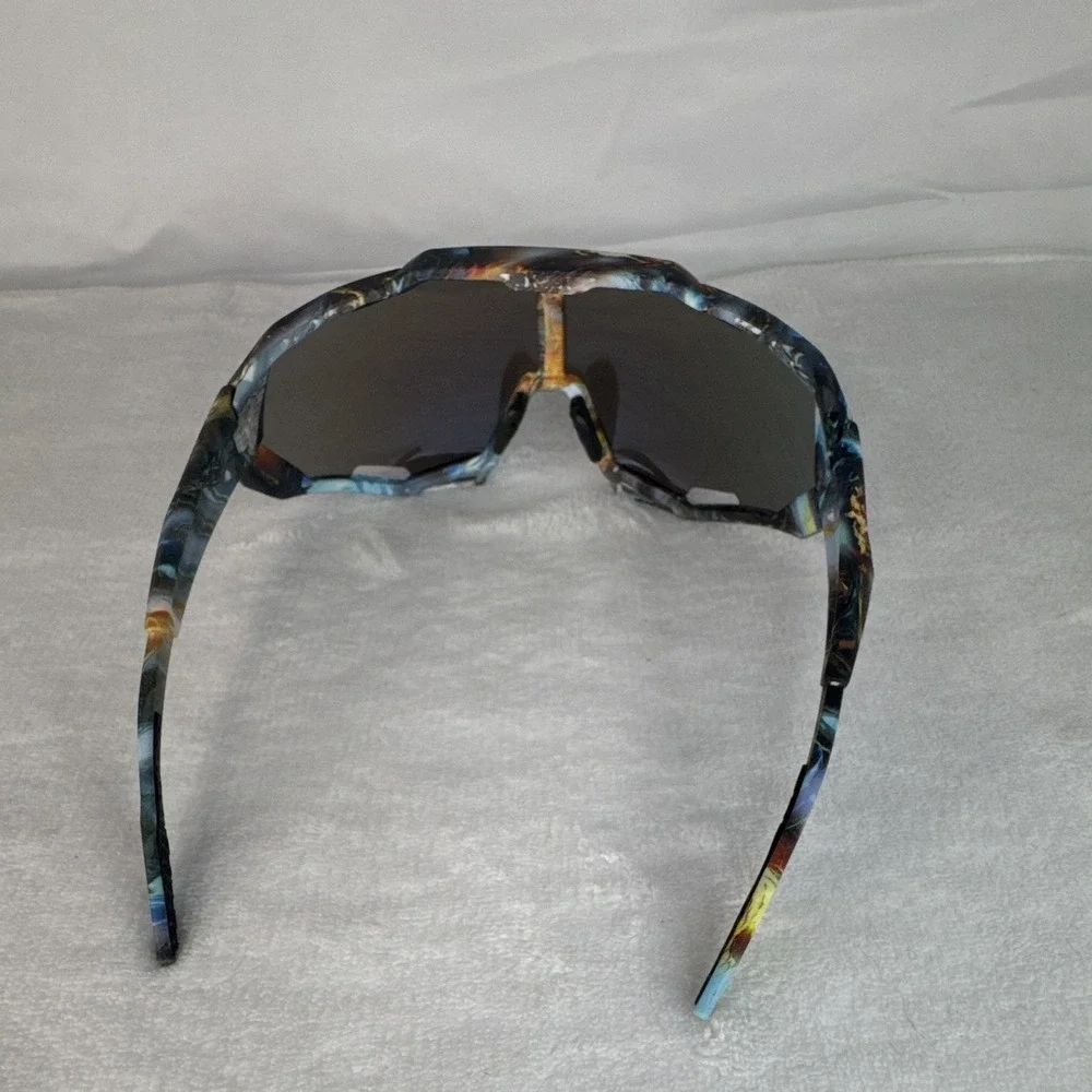 Sunglasses Lightweight Blue Mirrored Lens Multicolor Frame